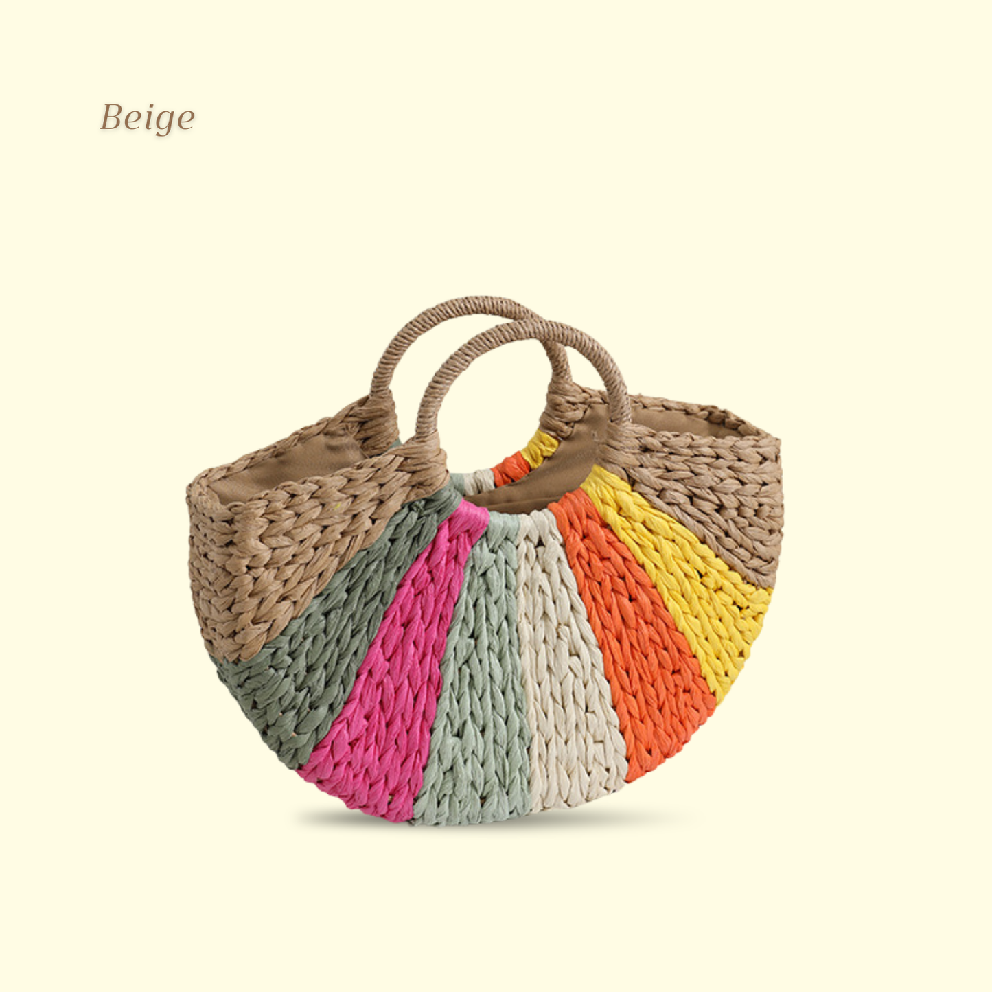 Sac plage tressé Arc-en-ciel - Beige ou Crème