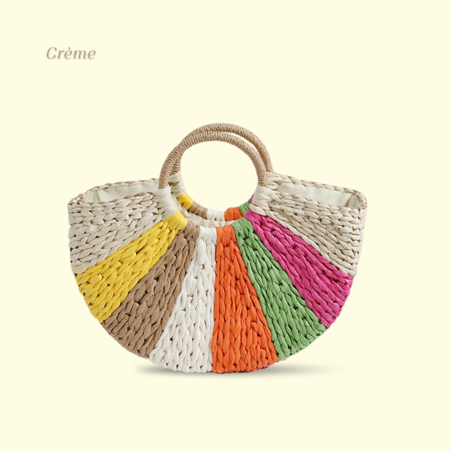 Sac plage tressé Arc-en-ciel - Beige ou Crème